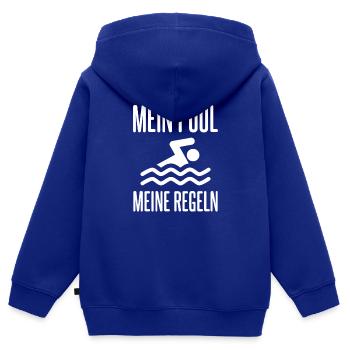 Mein Pool Meine Regeln Freibad Schwimmbad - Kinder Premium Organic Zip Hoodie - Royalblau - Hinten - AI Model Kid Male (0cm)