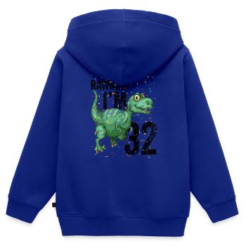 Rawrrr J’ai 32 ans Drôle d’anniversaire - Sweat Premium à capuche zippé enfant bio - bleu roi - Dos - AI Model Kid Male (0cm)