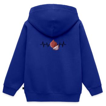 Zwiebel Herzschlag - Kinder Premium Organic Zip Hoodie - Royalblau - Hinten - AI Model Kid Male (0cm)