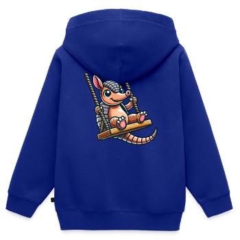 Lustiges Gürteltier Schaukel Cartoon Spielplatz - Kinder Premium Organic Zip Hoodie - Royalblau - Hinten - AI Model Kid Male (0cm)