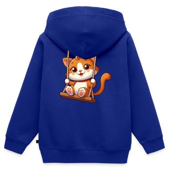 Süße Cartoon Katze schaukelt auf dem Spielplatz - Kinder Premium Organic Zip Hoodie - Royalblau - Hinten - AI Model Kid Male (0cm)