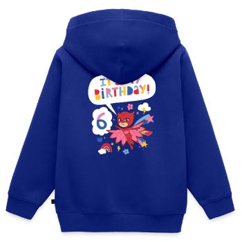 PJ Masks Owlette Birthday Design For 6th Birthday - Kids Premium Organic Zip-up Hoodie - royal blue - Back - AI Model Kid Male (0cm)