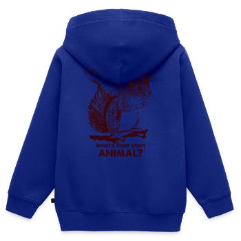 L’écureuil porte une couronne - Sweat Premium à capuche zippé enfant bio - bleu roi - Dos - AI Model Kid Male (0cm)