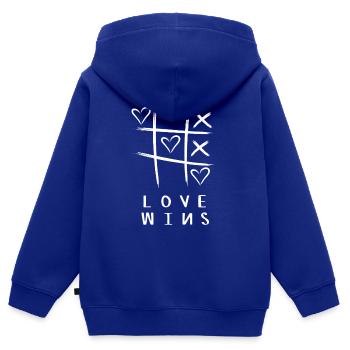 L’amour gagne - Sweat Premium à capuche zippé enfant bio - bleu roi - Dos - AI Model Kid Male (0cm)