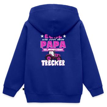 Shirt Mädchen Landwirt cooler Papa fährt Trecker - Kinder Premium Organic Zip Hoodie - Royalblau - Hinten - AI Model Kid Male (0cm)