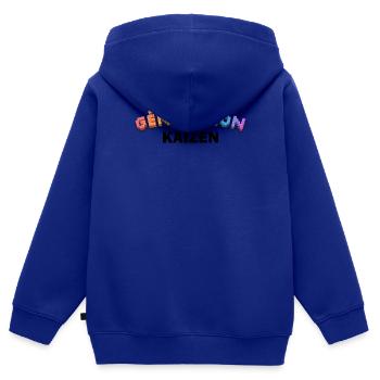 GENERATION KAIZEN XL - Kinder Premium Organic Zip Hoodie - Royalblau - Hinten - AI Model Kid Male (0cm)