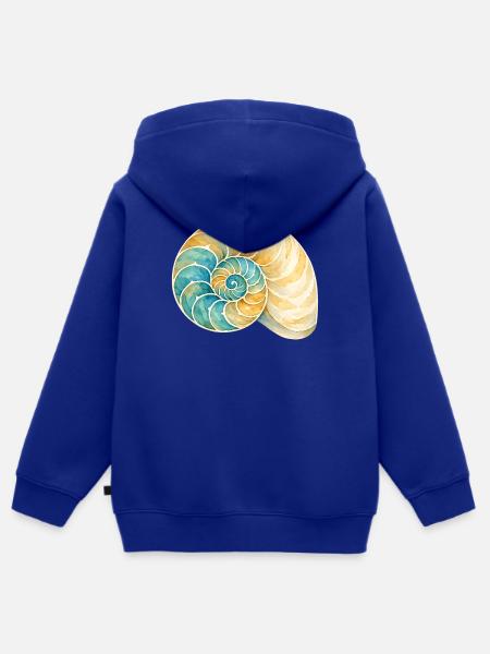 Wasserfarbige Muschelspirale - Kinder Premium Organic Zip Hoodie - Royalblau
