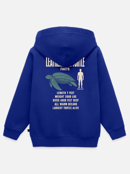 Leatherback Turtle Fakten Tierrekord - Kinder Premium Organic Zip Hoodie - Royalblau