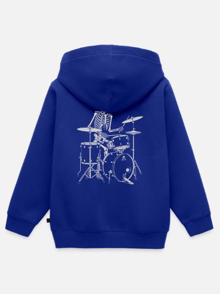 Skeleton Schlagzeuger - Kinder Premium Organic Zip Hoodie - Royalblau