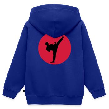 Kampfsport, Kick - Kinder Premium Organic Zip Hoodie - Royalblau - Hinten - AI Model Kid Male (0cm)