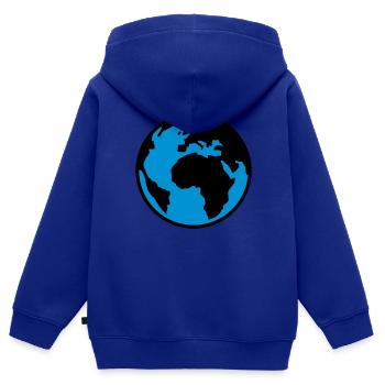 Terre - Monde - Globe - 2C - Sweat Premium à capuche zippé enfant bio - bleu roi - Dos - AI Model Kid Male (0cm)
