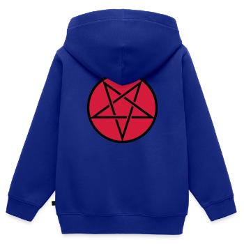 Pentagramm in Kreis 2c - Kinder Premium Organic Zip Hoodie - Royalblau - Hinten - AI Model Kid Male (0cm)