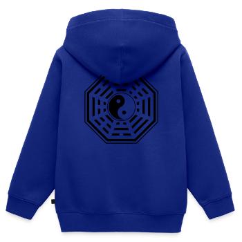 Bagua, Pakua, Yin Yang, Feng Shui, Arts martiaux - Sweat Premium à capuche zippé enfant bio - bleu roi - Dos - AI Model Kid Male (0cm)
