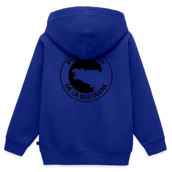 Pur Produit de la Bretagne - Sweat Premium à capuche zippé enfant bio - bleu roi - Dos - AI Model Kid Male (0cm)