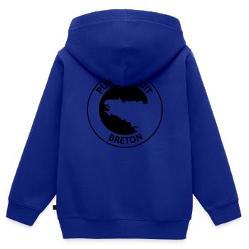 Pur Produit Breton - Sweat Premium à capuche zippé enfant bio - bleu roi - Dos - AI Model Kid Male (0cm)