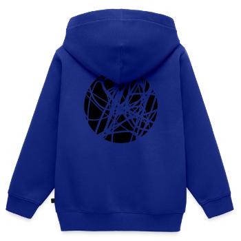 Motif griffonné strokes chaotique - Sweat Premium à capuche zippé enfant bio - bleu roi - Dos - AI Model Kid Male (0cm)