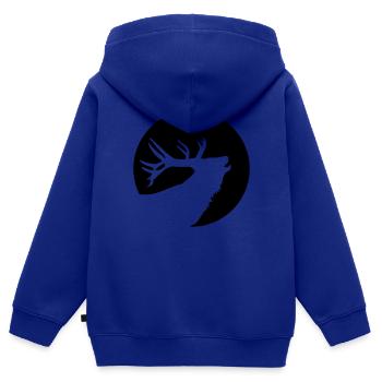 Hirsch - Kinder Premium Organic Zip Hoodie - Royalblau - Hinten - AI Model Kid Male (0cm)