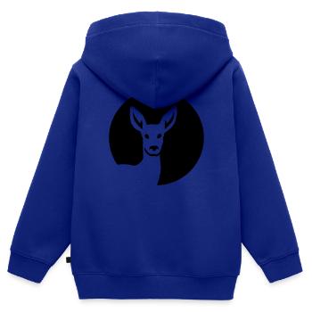 Reh - Kinder Premium Organic Zip Hoodie - Royalblau - Hinten - AI Model Kid Male (0cm)