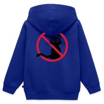 Chat noir interdit - Sweat Premium à capuche zippé enfant bio - bleu roi - Dos - AI Model Kid Male (0cm)