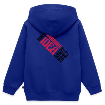 C’est une idée horrible - Sweat Premium à capuche zippé enfant bio - bleu roi - Dos - AI Model Kid Male (0cm)