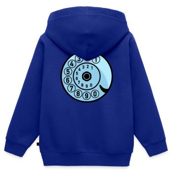 Wählscheibe Vintage Telefon anrufen Retro Technik - Kinder Premium Organic Zip Hoodie - Royalblau - Hinten - AI Model Kid Male (0cm)