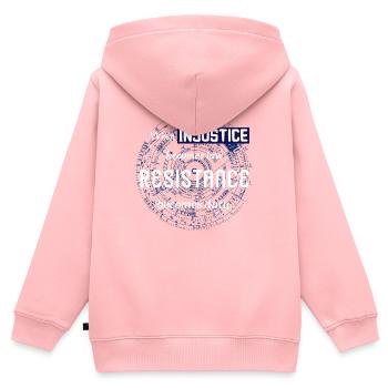 Quand l’injustice devient loi. Citation de résistance - Sweat Premium à capuche zippé enfant bio - rose - Dos - AI Model Kid Female (0cm)