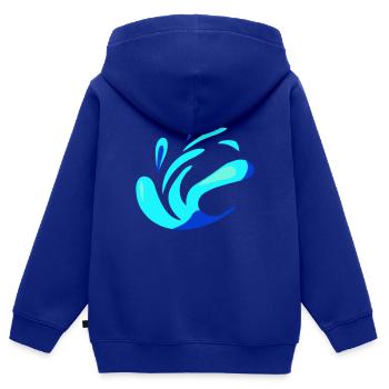 Flüssigkeit Wasser (Farben personalisierbar) - Kinder Premium Organic Zip Hoodie - Royalblau - Hinten - AI Model Kid Male (0cm)