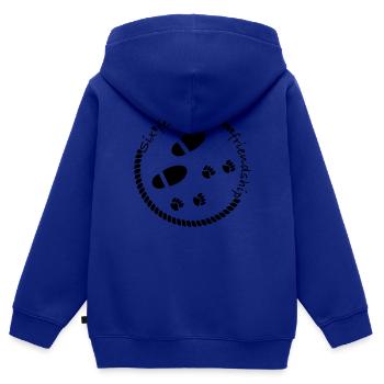 Six pieds d’amitié - Sweat Premium à capuche zippé enfant bio - bleu roi - Dos - AI Model Kid Male (0cm)