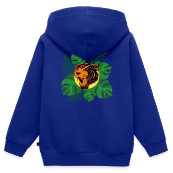 Tiger Dschungel brüllen Monstera Blätter Geschenk - Kinder Premium Organic Zip Hoodie - Royalblau - Hinten - AI Model Kid Male (0cm)