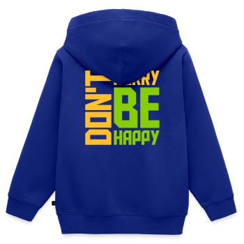 Ne vous dépêchez pas d’être heureux - Sweat Premium à capuche zippé enfant bio - bleu roi - Dos - AI Model Kid Male (0cm)