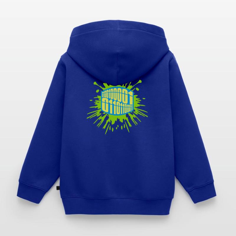 Binary Code Program Language Kids Premium Organic Zip-up Hoodie