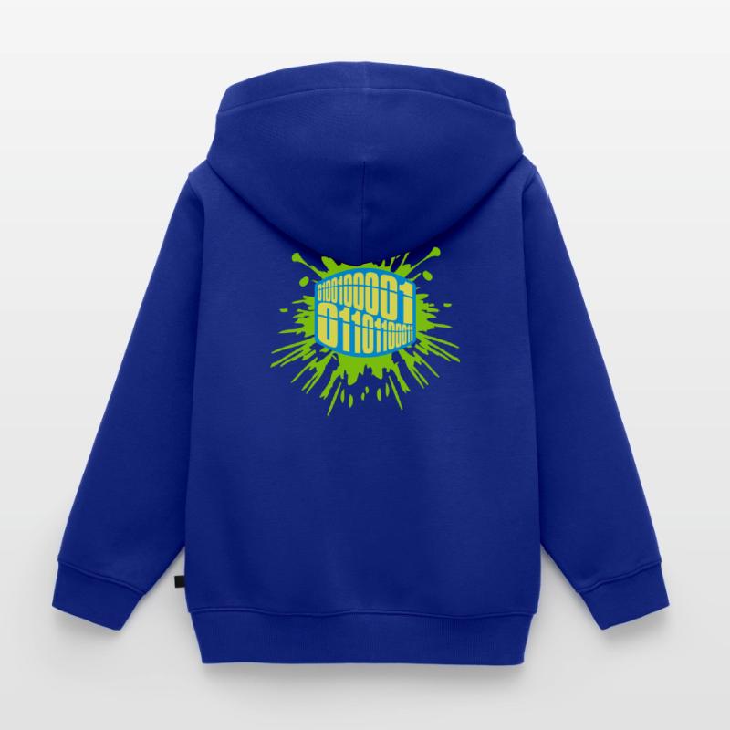 Binary Code Program Language Kids Premium Organic Zip-up Hoodie