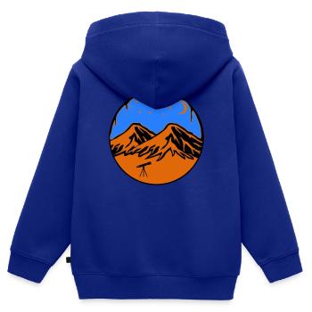 Montagnes du ciel étoilé - Sweat Premium à capuche zippé enfant bio - bleu roi - Dos - AI Model Kid Male (0cm)