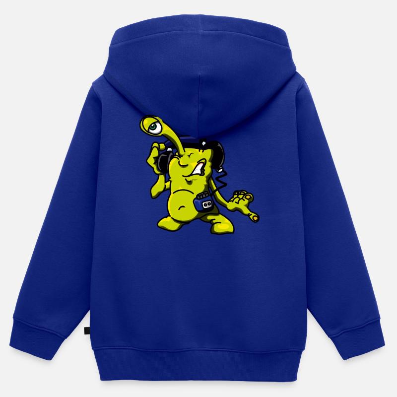 DJ extraterrestre - Sweat Premium à capuche zippé enfant bio - bleu roi