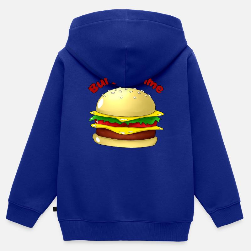 L’heure du burger - Sweat Premium à capuche zippé enfant bio - bleu roi