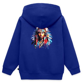 Inspiration für indianische tapfere Krieger der amerikanischen Ureinwohner - Kinder Premium Organic Zip Hoodie - Royalblau - Hinten - AI Model Kid Male (0cm)