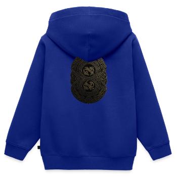 Mayan Black and Gold Monogram - Kids Premium Organic Zip-up Hoodie - royal blue - Back - AI Model Kid Male (0cm)
