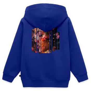 Éléments sensuels - Sweat Premium à capuche zippé enfant bio - bleu roi - Dos - AI Model Kid Male (0cm)