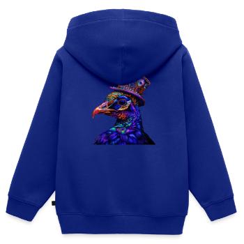 Aristokratie der Federn: Der Pfauenherr - Kinder Premium Organic Zip Hoodie - Royalblau - Hinten - AI Model Kid Male (0cm)