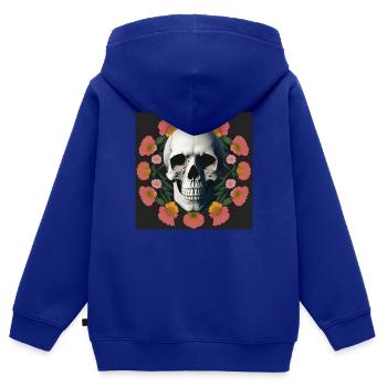 Flower-Skull - Kinder Premium Organic Zip Hoodie - Royalblau - Hinten - AI Model Kid Male (0cm)