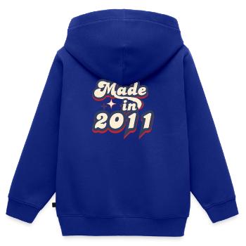 Made in 2011 retro - Kids Premium Organic Zip-up Hoodie - royal blue - Back - AI Model Kid Male (0cm)