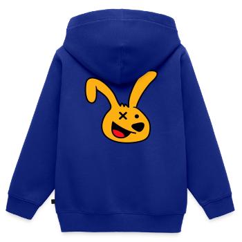 Hase verrückt wahnsinnig lachen komisch verwirrt - Kinder Premium Organic Zip Hoodie - Royalblau - Hinten - AI Model Kid Male (0cm)
