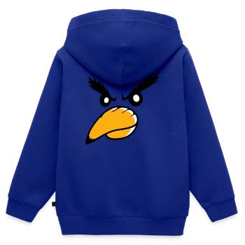Corbeau oiseau Peeps Mal Cool Drôle Bande dessinée Humour Amusant - Sweat Premium à capuche zippé enfant bio - bleu roi - Dos - AI Model Kid Male (0cm)