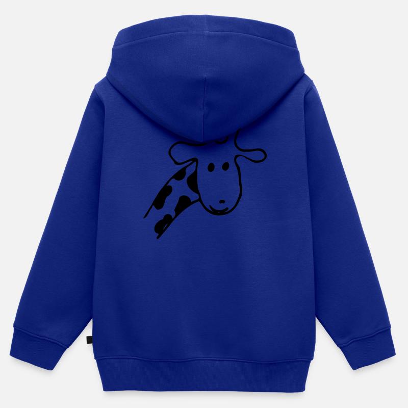 Girafe - Sweat Premium à capuche zippé enfant bio - bleu roi