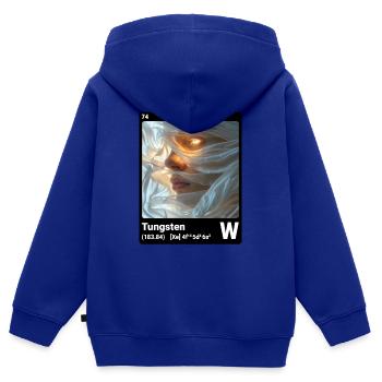 AI am Tungsten (bk) Stilelement periodisch - Kinder Premium Organic Zip Hoodie - Royalblau - Hinten - AI Model Kid Male (0cm)