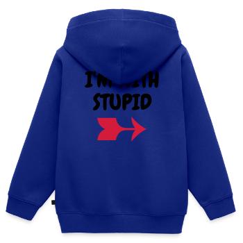 I'm with stupid - Humor - Funny - Joke - Friend - Kinder Premium Organic Zip Hoodie - Royalblau - Hinten - AI Model Kid Male (0cm)