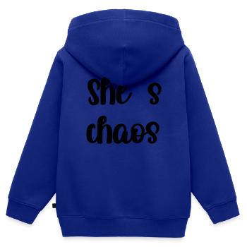 Elle s ́chaos - Sweat Premium à capuche zippé enfant bio - bleu roi - Dos - AI Model Kid Male (0cm)