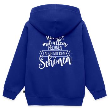 Man Muss Mit Allem Rechnen Auch Mit Dem Schönen - Kinder Premium Organic Zip Hoodie - Royalblau - Hinten - AI Model Kid Male (0cm)