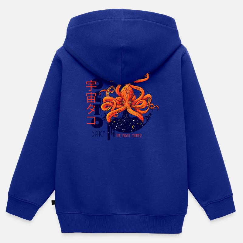 The night maker couleur - Sweat Premium à capuche zippé enfant bio - bleu roi