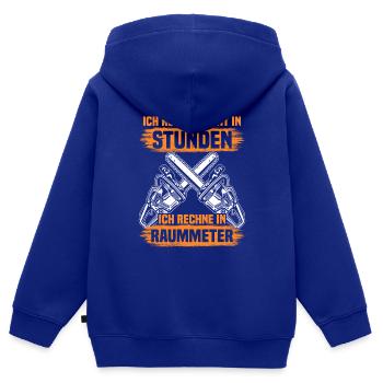 Ich rechne nicht in Stunden Holzfäller Forstwirt - Kinder Premium Organic Zip Hoodie - Royalblau - Hinten - AI Model Kid Male (0cm)